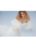 Off Shoulder Ivory Pleated Satin Organza Chic Wedding Dress